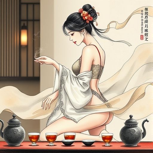 茶艺师优雅表演，茶汤在杯中流转生辉