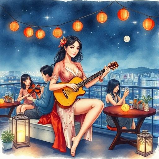 民谣之夜的天台氛围
