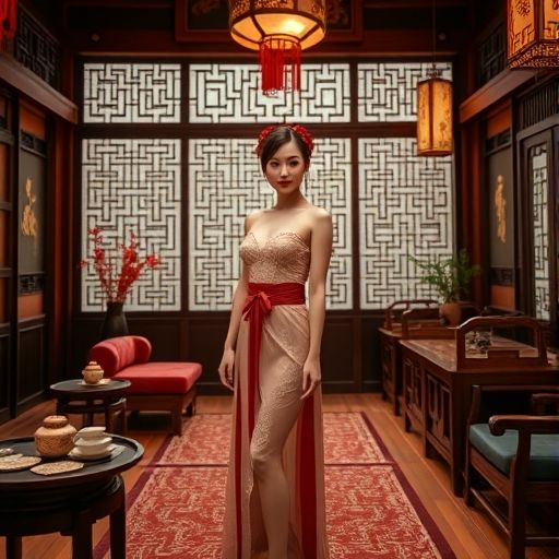 身着汉服的茶客，沉浸在古韵茶香中