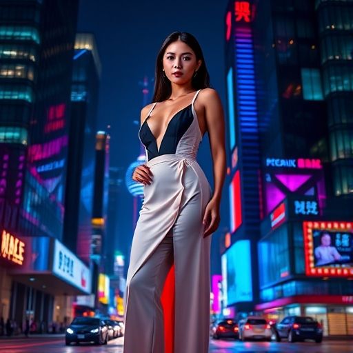 上海夜景凤凰楼 霓虹灯光 夜色迷人