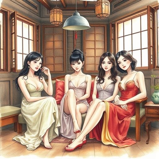 老茶肆中茶客围坐，茶香与笑声交织