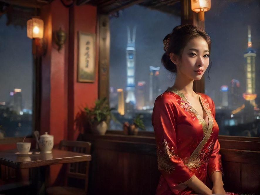 深圳夜间茶社氛围图