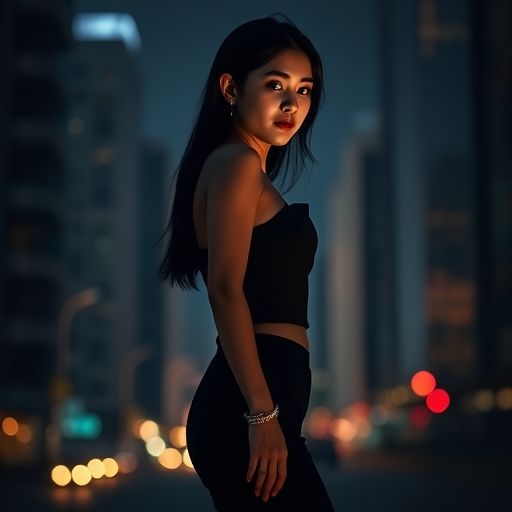 夜晚城市背景下，一只手拿着发光的手机
