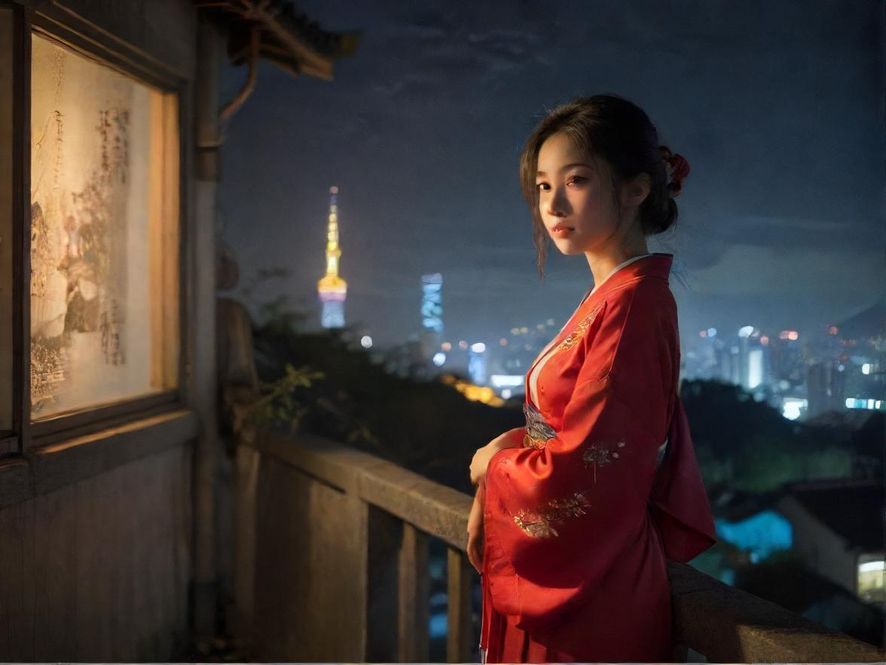 一只手拿着手机，屏幕上显示着广佛休闲娱乐论坛的界面，背景是夜晚的城市景象
