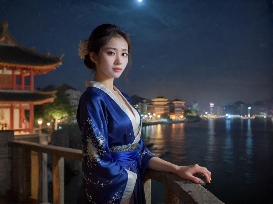 绚丽的上海夜景，霓虹闪烁