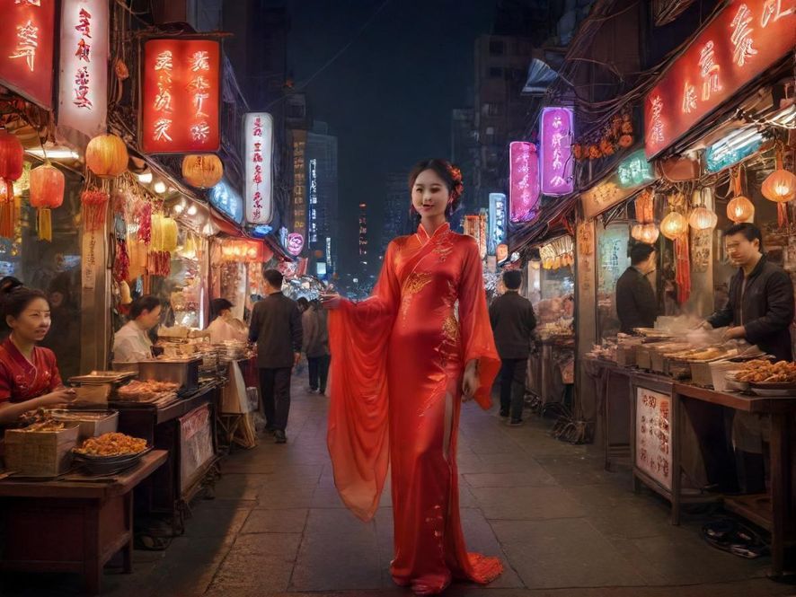 车陂夜场美食街夜景