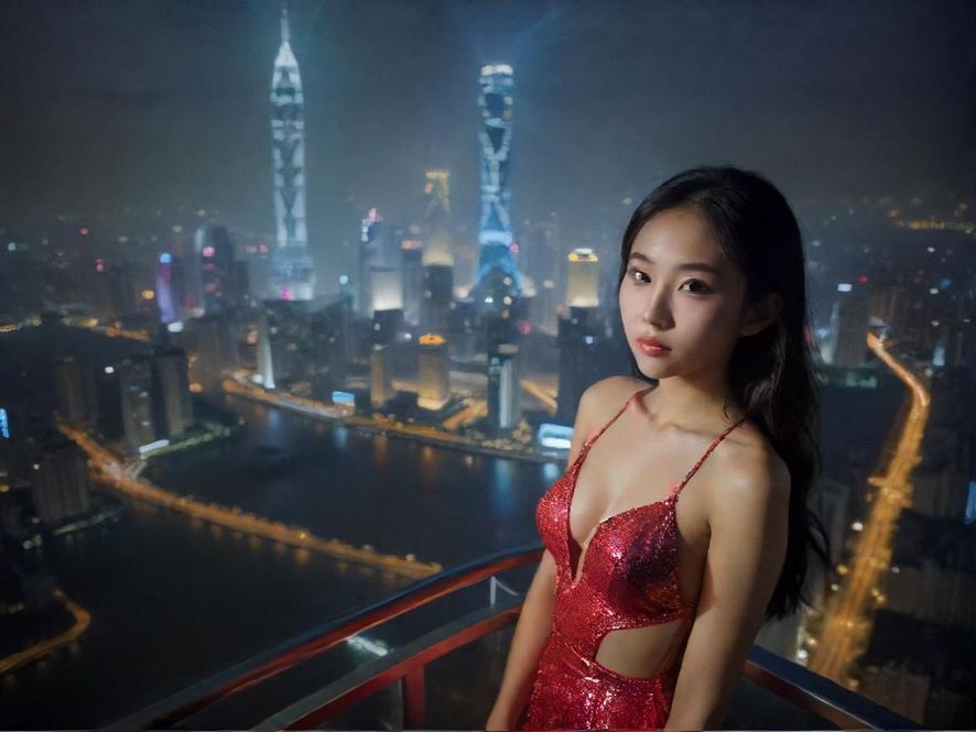 广州夜景俯瞰，灯火辉煌，充满都市活力