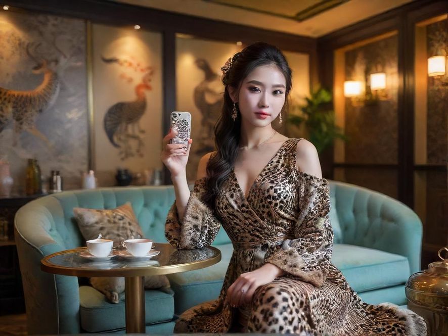 广州一处充满东方雅韵的高端茶室内部，设计温馨雅致，光线柔和，营造出宁静的氛围。