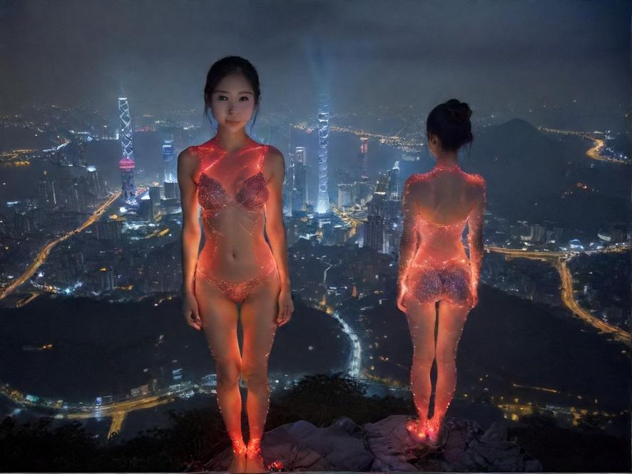 广州白云山夜景，灯火辉煌，暗示休闲娱乐场所的繁华与隐秘