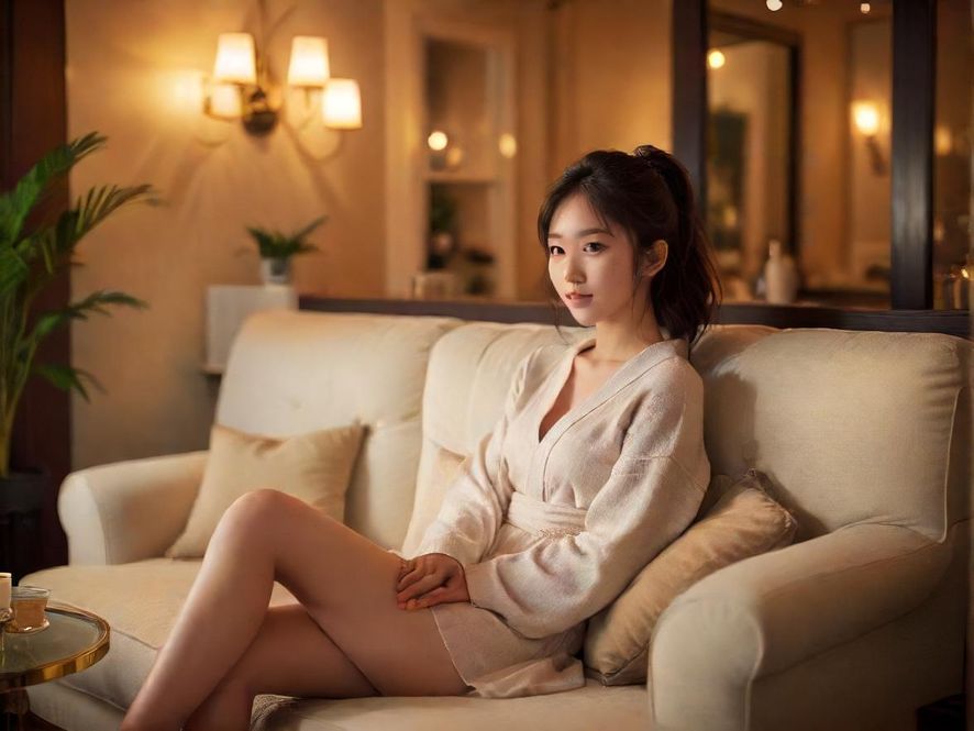 温馨雅致的茶室，光线柔和，沙发舒适