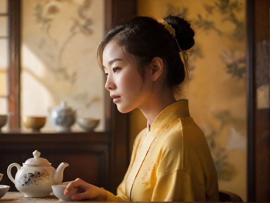 深圳福田茶艺师表演茶艺场景