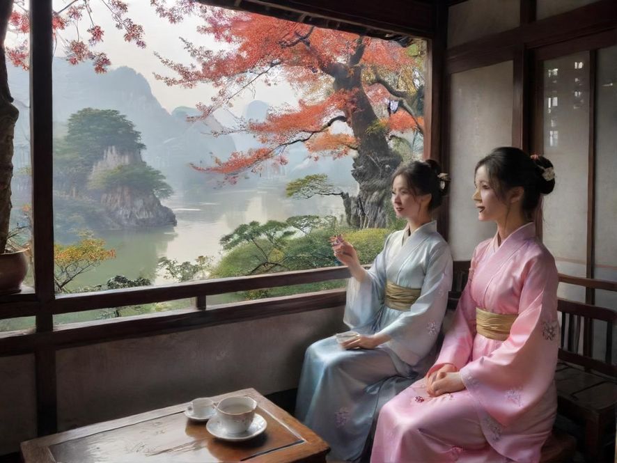 隐秘茶室会所内部场景