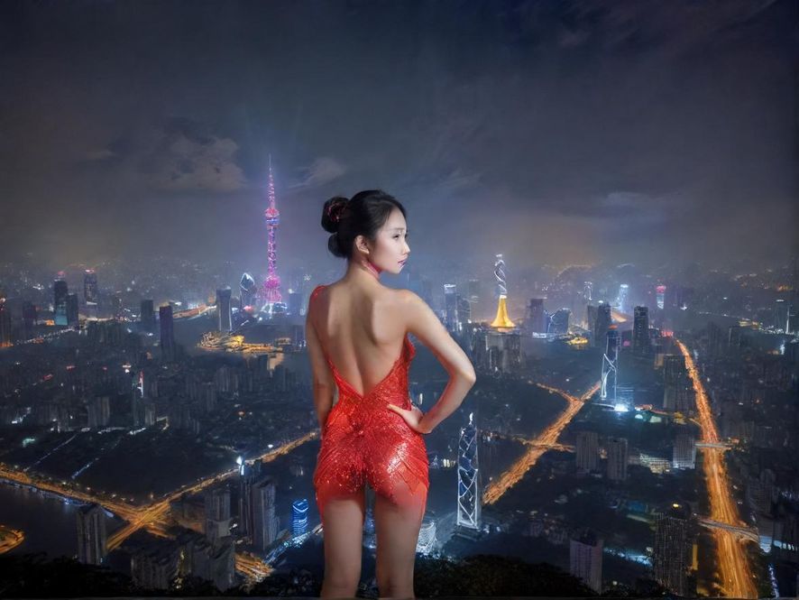 广州夜景城市天际线