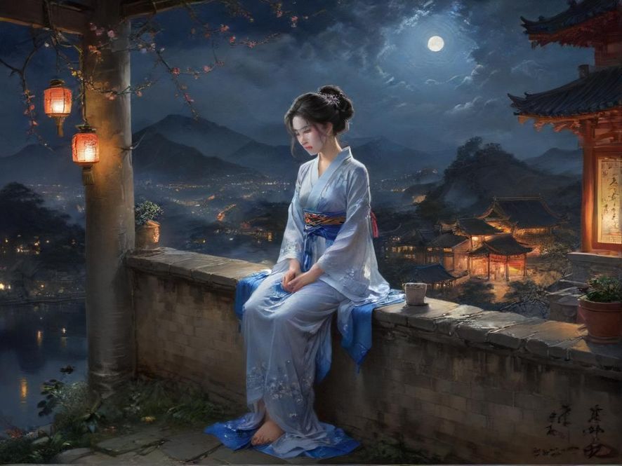广州隐秘休闲会所的鸟瞰视角概念插画，展现城市夜景中的一处私密空间。