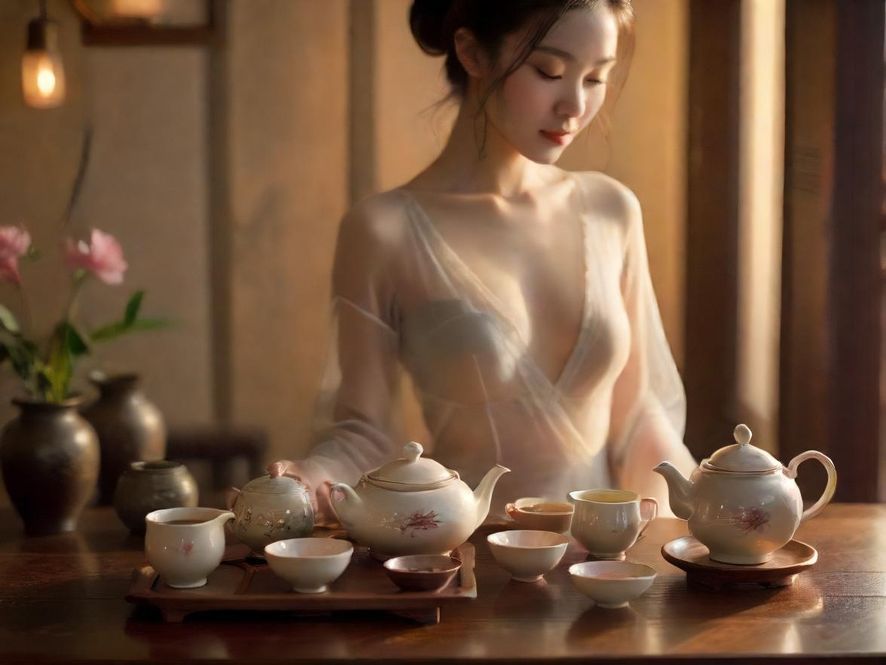精致茶具和环境