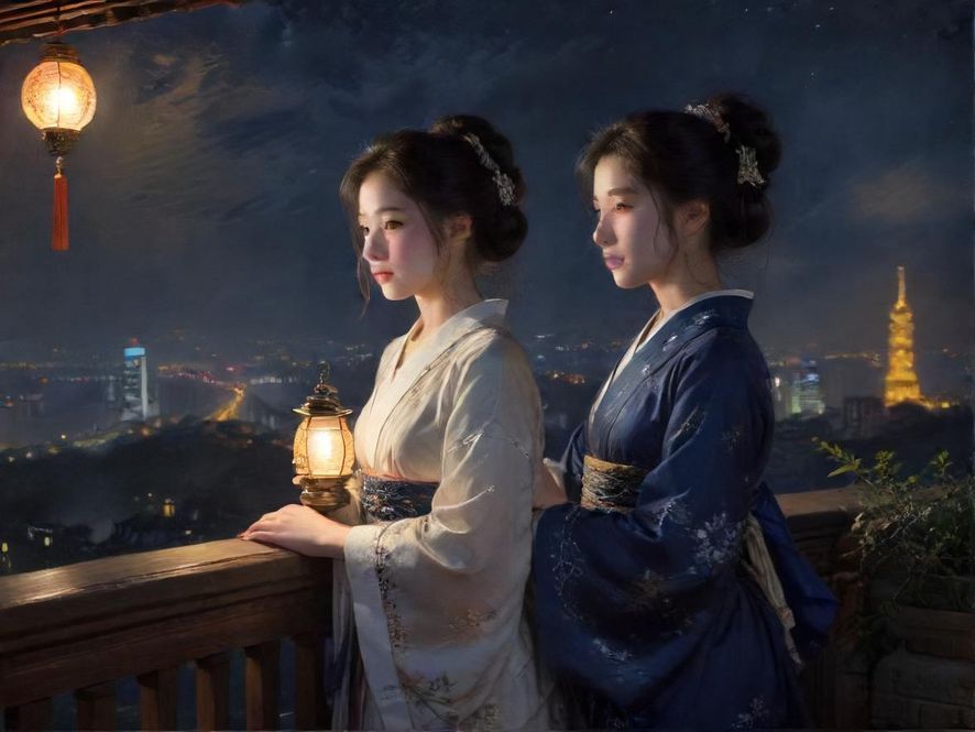 广州隐藏茶社夜景氛围图
