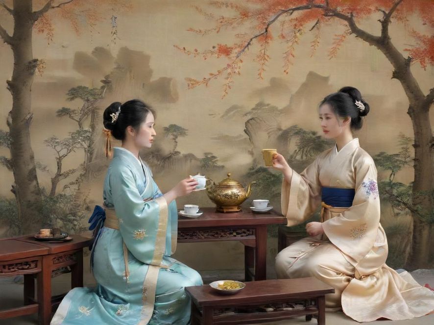 广州一家特色养生馆内精致的茶具摆设