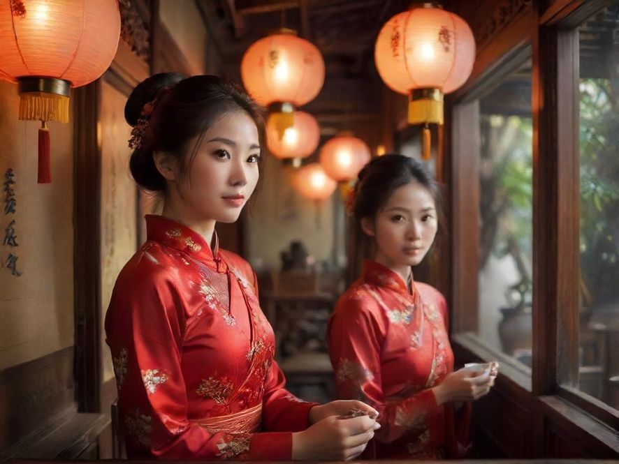 广州茶社内部温馨场景