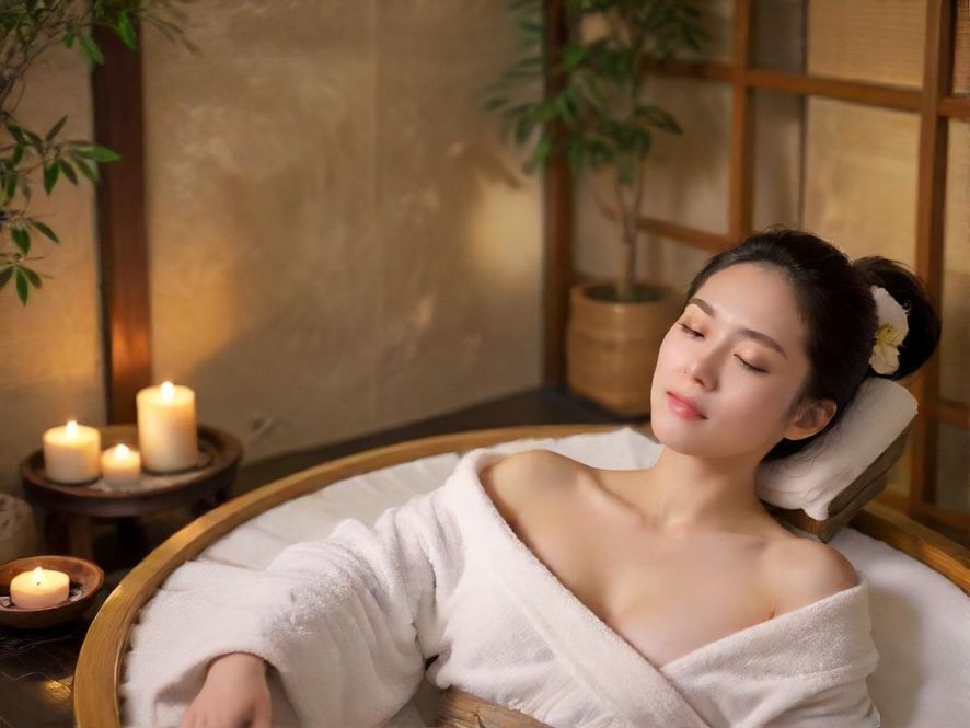 广州白云95场的专业SPA护理局部特写，展现宁静放松的舒适空间和细致入微的服务。