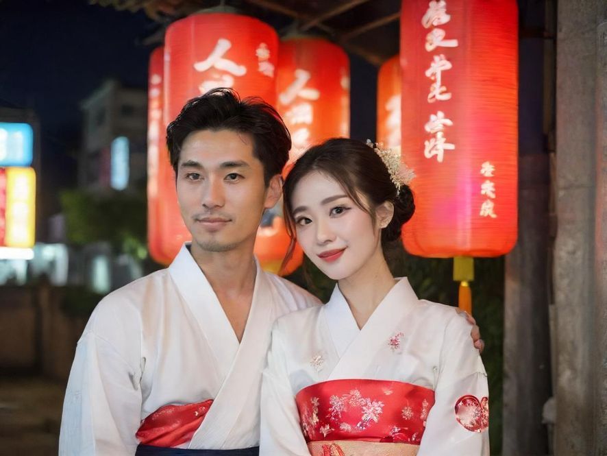 一对年轻男女在咖啡馆轻松愉悦地交谈