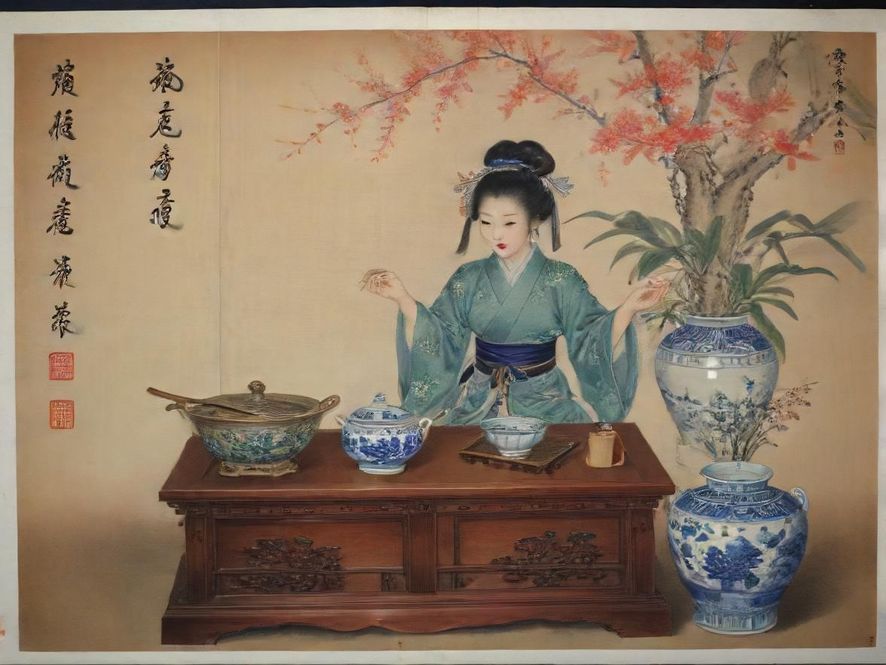 广州一家私密茶馆的内部，传统中式装修，环境幽静雅致